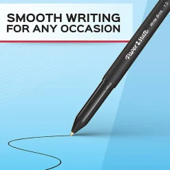 Paper Mate® Ballpoint Stick Pens, Medium Point, 1.0 mm, Black Barrel, Black Ink, Pack Of 12