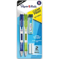 Paper Mate® Clearpoint® Mechanical Pencil Starter Set, 0.9mm, #2 Lead, Assorted Barrel Colors, Pack Of 2