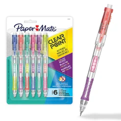 Paper Mate Clearpoint Mechanical Pencil, Break-Resistant, Color Block Edition, HB #2 Lead (0.7mm), 6 Count