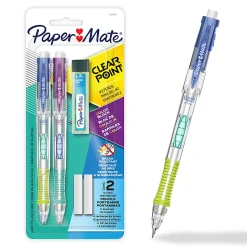Paper Mate Clearpoint Mechanical Pencil, Color Block Edition, HB #2 Lead (0.7mm), Eraser/Refills, 5 Piece Set, 2221451