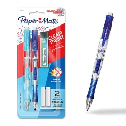 Paper Mate® Clearpoint® Mechanical Pencils, HB #2 Lead (0.7mm), Assorted Barrel Colors, 2 Pencil/1 Lead Refill/2 Eraser, USA 250th Anniversary Edition