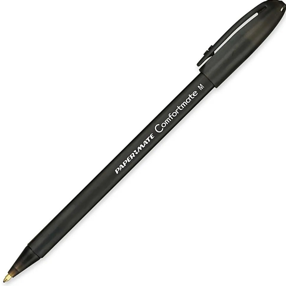 Paper Mate® Comfortmate™ Ultra Ballpoint Stick Pens, Medium Point, 1.0 mm, Black Barrel, Black Ink, Pack Of 12