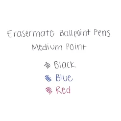 Paper Mate® EraserMate® Ballpoint Pens, Pack of 4, Medium Point, 1.0 mm, Blue Barrel, Blue Ink