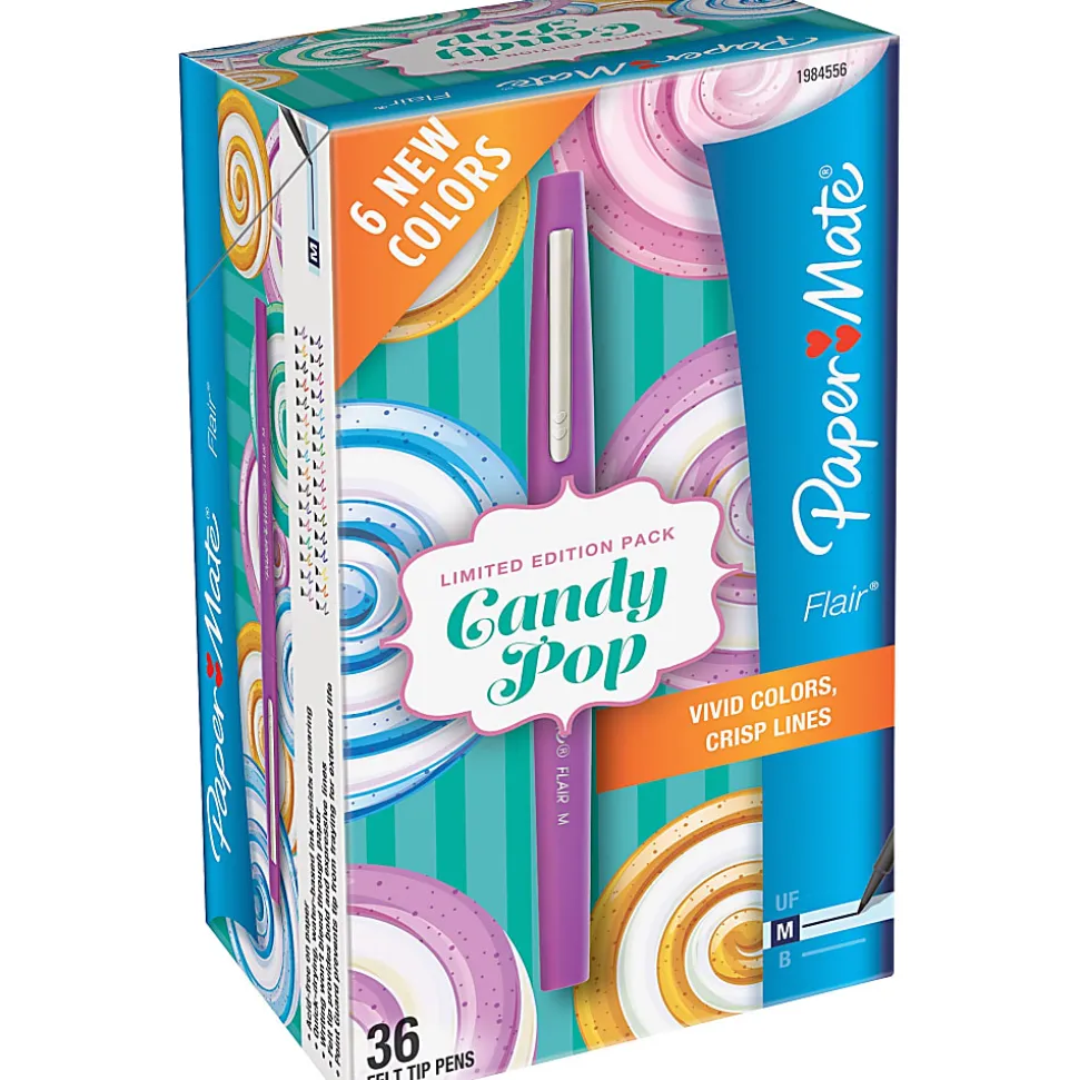 Paper Mate® Flair Candy Pop Felt-Tip Pens, Medium Point , 0.7 mm, Assorted Colors, Pack Of 36