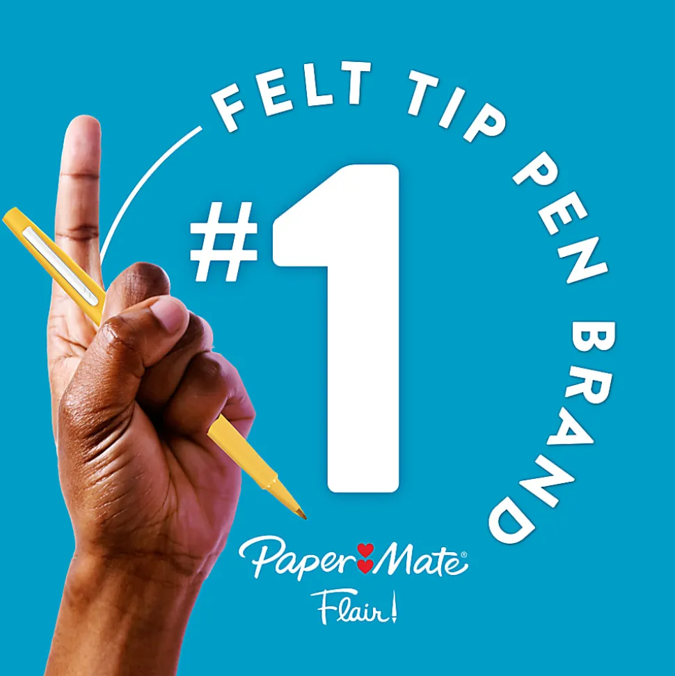 Paper Mate Flair Felt Tip Pens, Medium Point, 0.7 mm, Candy Pop Colors, Pack Of 4 Pens