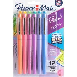 Paper Mate® Flair® Felt Tip Pens, Medium Point, Assorted, Special Edition Retro Accents, 12 Pack