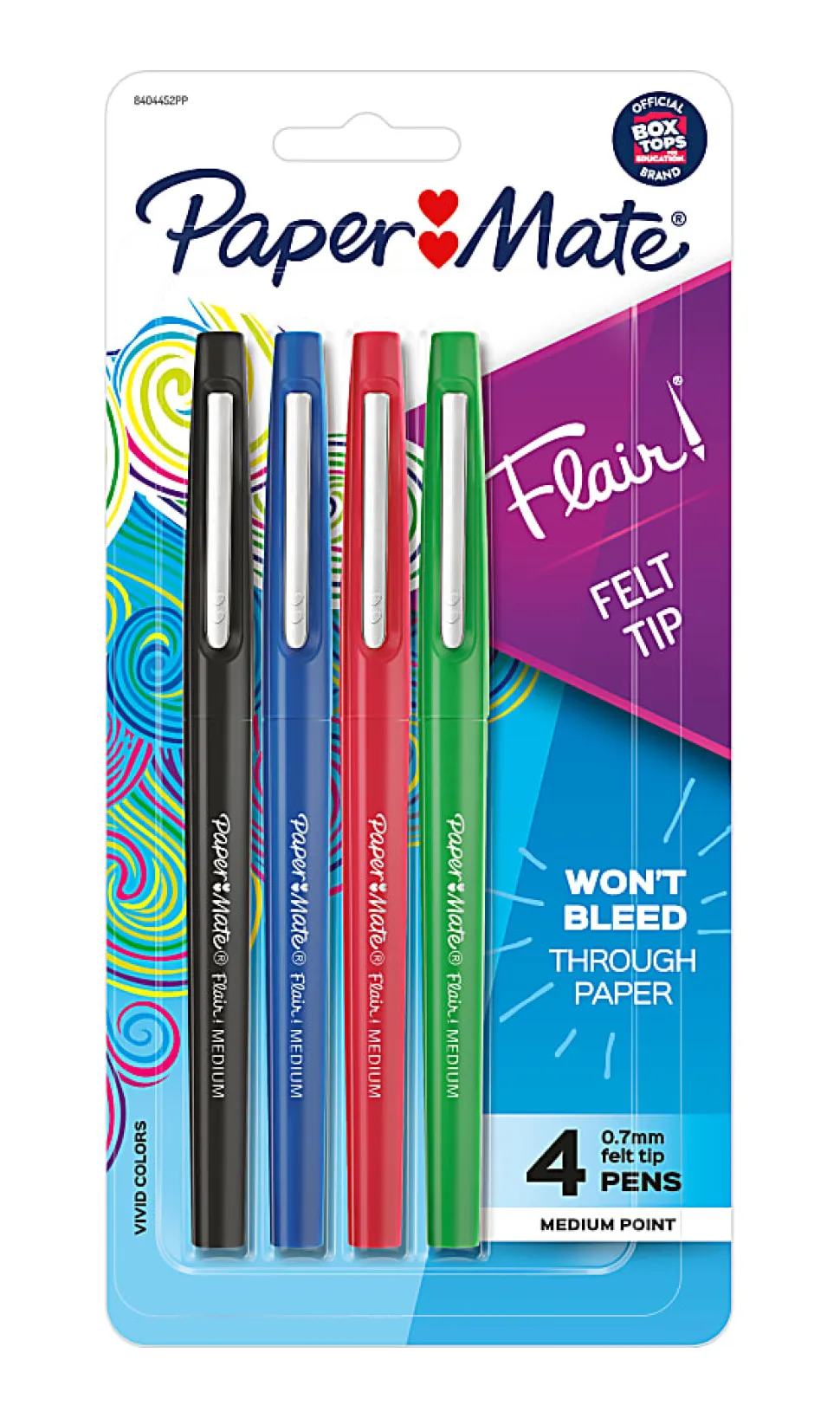 Paper Mate® Flair® Porous-Point Pens, Medium Point, 0.7 mm, Assorted Ink Colors, Pack Of 4 Pens