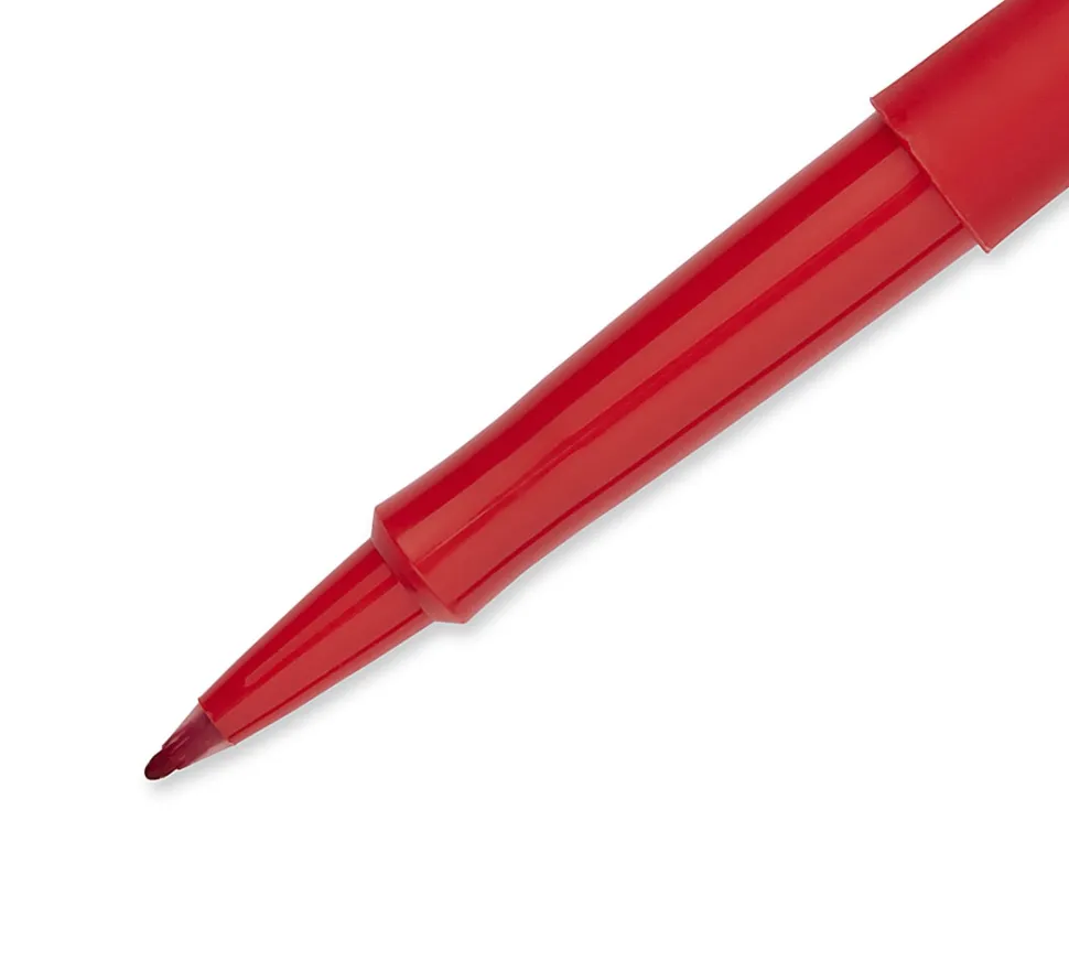 Paper Mate® Flair Porous-Point Stick Pens, Medium Point, 0.7 mm, Red Barrel, Red Ink, Pack Of 36