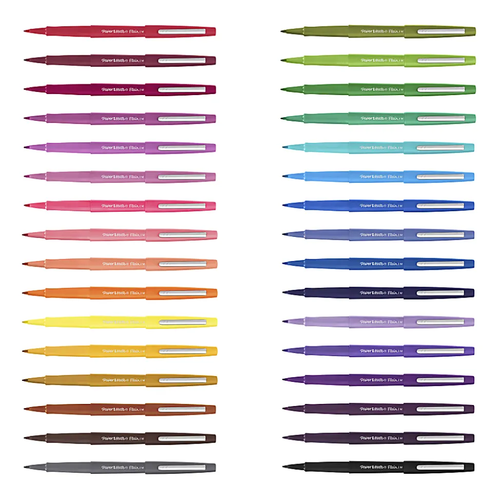 Paper Mate® Flair Porous-Point Stick Pens, Medium Point, 0.7 mm, Red Barrel, Red Ink, Pack Of 36