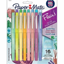 Paper Mate Flair Scented Felt-Tip Pens, Pack Of 16 Pens, Medium Tips, 0.7 mm, Assorted Nature Escape Scents And Colors
