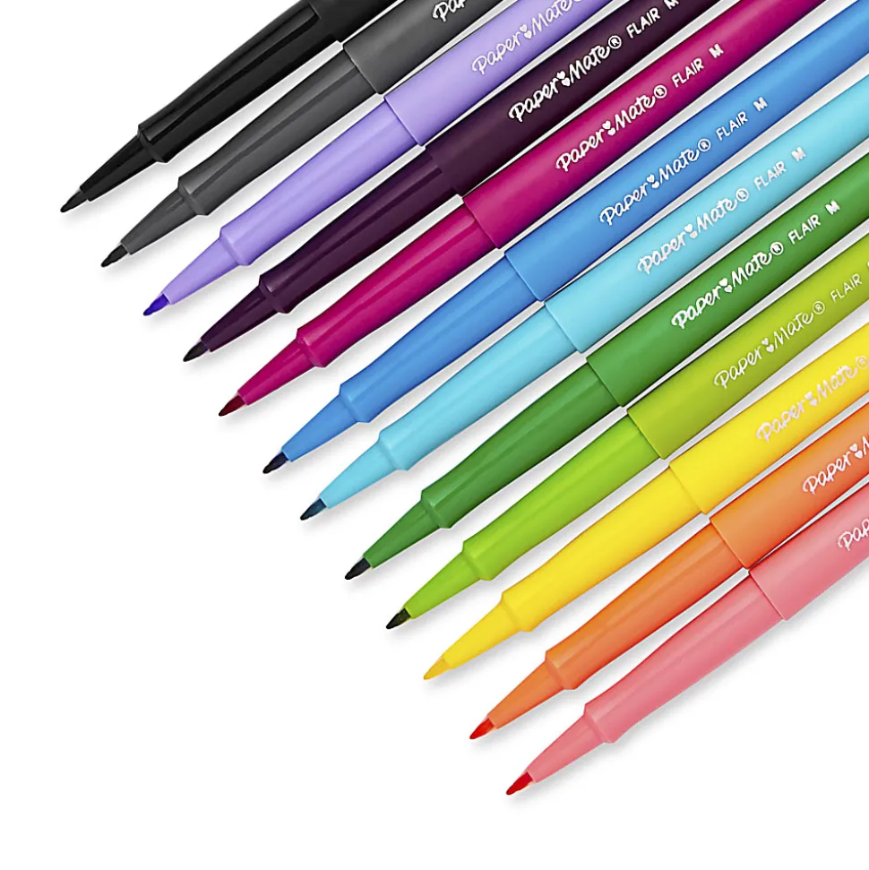 Paper Mate® Flair® Tropical Vacation Felt Tip Pens, Medium Point, 0.7 mm, Assorted Colors, Pack Of 12