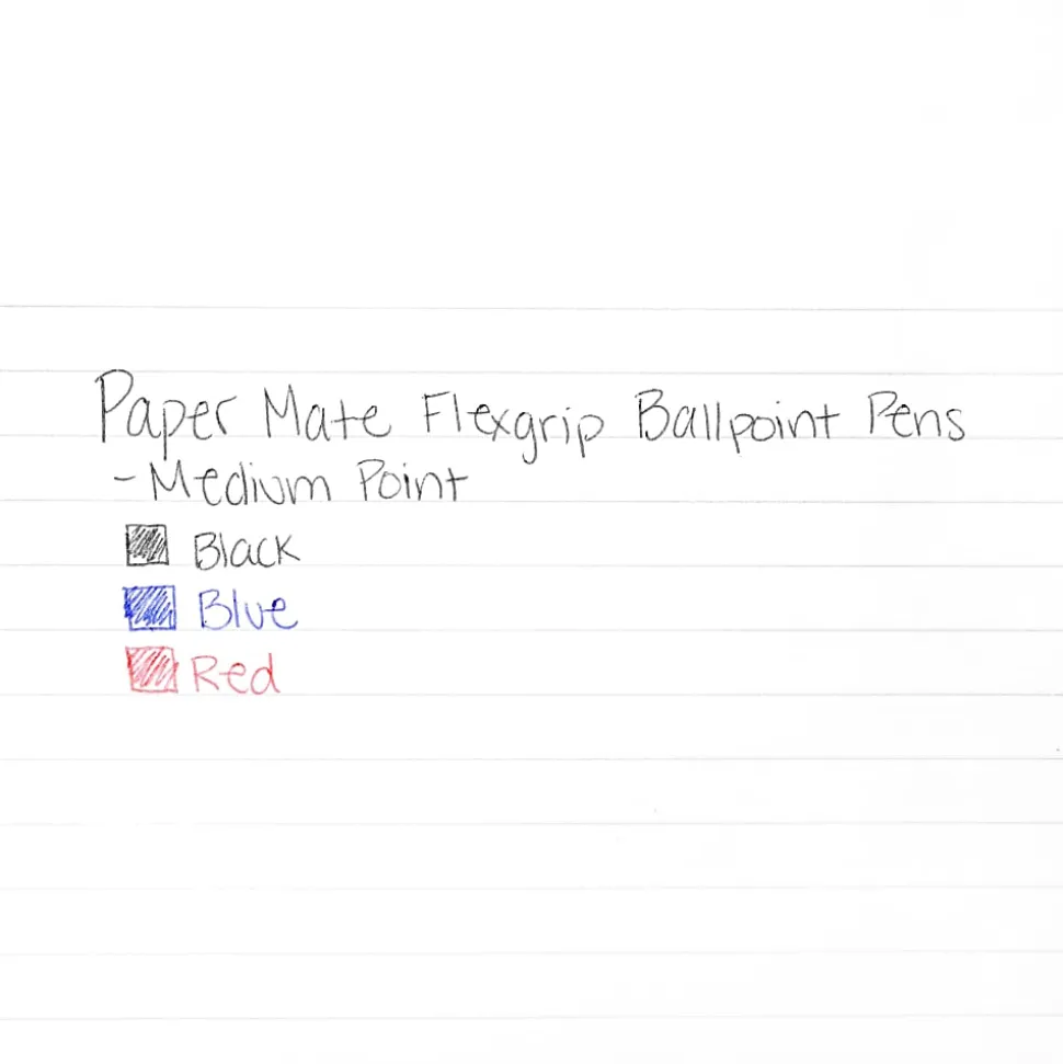 Paper Mate® FlexGrip Ultra™ Ballpoint Pens, Medium Point, 1.0 mm, 42% Recycled, Blue Barrel, Blue Ink, Pack Of 12