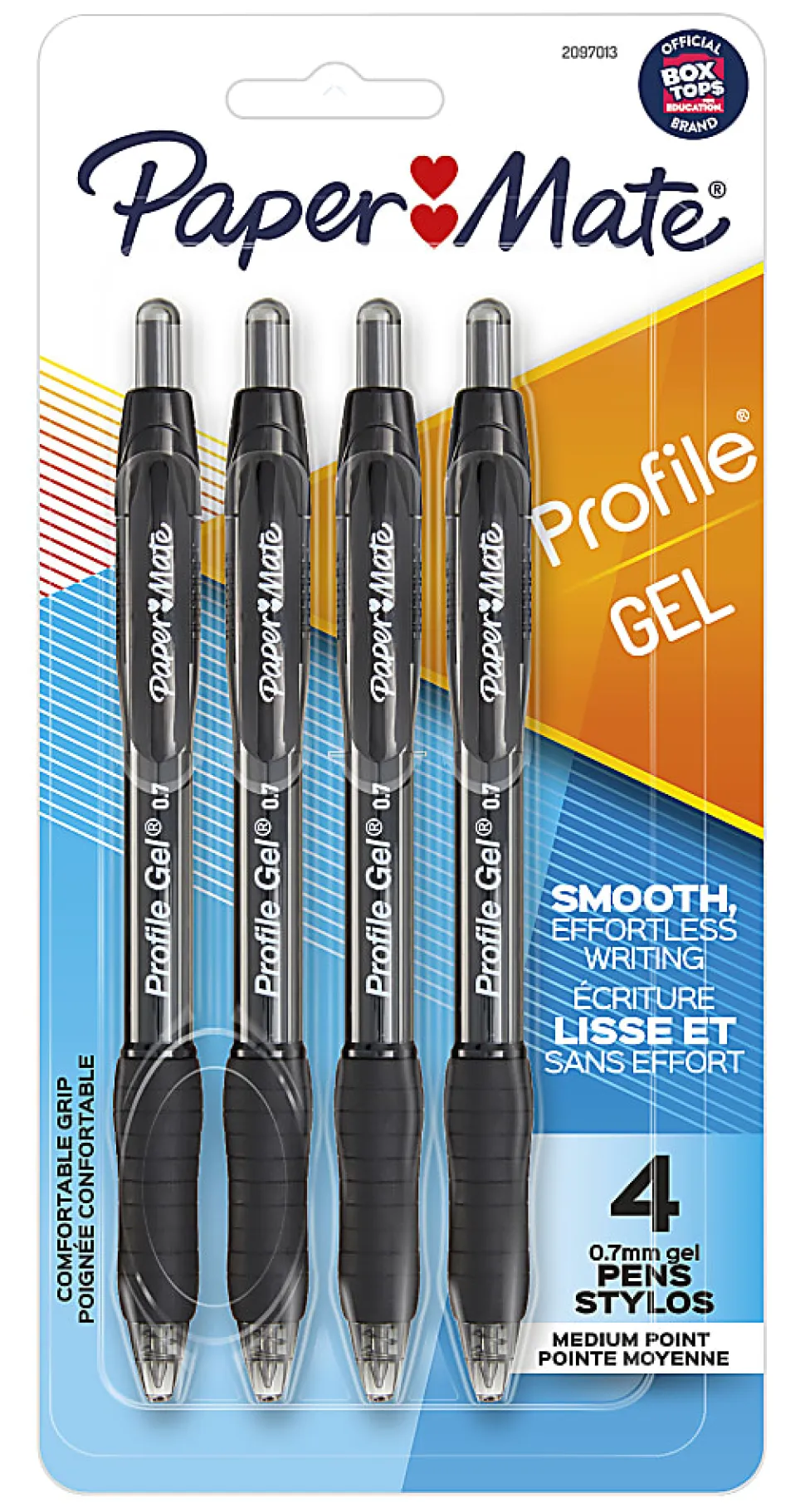 Paper Mate Gel Pen, Profile Retractable Pen, 0.7mm, Black, 4 Count