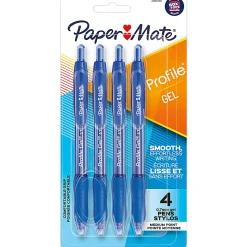 Paper Mate Gel Pen, Profile Retractable Pen, 0.7mm, Blue, 4 Count