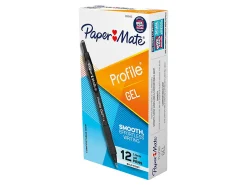 Paper Mate Gel Pen, Profile Retractable Pen, 1.0mm, Black, 12 Count