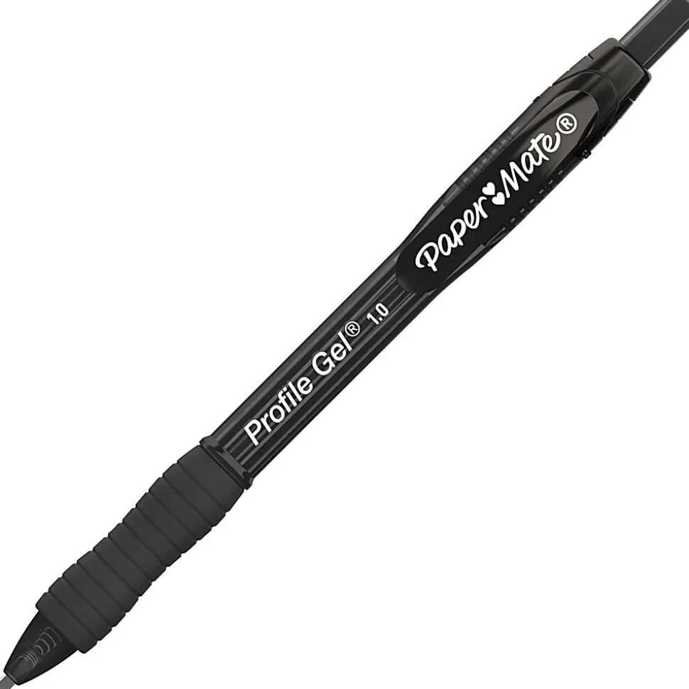 Paper Mate Gel Pen, Profile Retractable Pen, 1.0mm, Black, 12 Count