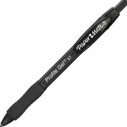 Paper Mate Gel Pen, Profile Retractable Pen, 0.7mm, Black, 12 Count