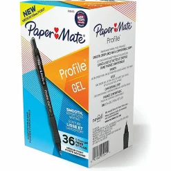 Paper Mate Gel Pen, Profile Retractable Pen, 0.7mm, Black, 36 Count