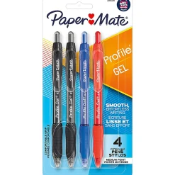 Paper Mate Gel Pen, Profile Retractable Pen, 0.7mm, Assorted, 4 Count