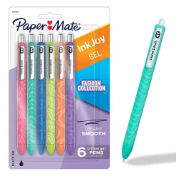 Paper Mate InkJoy Gel Pens, Fashion Barrels, Retractable, Medium Point (0.7mm), Black Ink, 6 Count