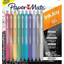 Paper Mate InkJoy Gel Pens, Metallic Pens, Retractable, Medium Point, (0.8mm) Assorted Colors, 10 Count