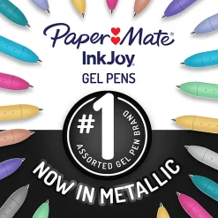 Paper Mate InkJoy Gel Pens, Metallic Pens, Retractable, Medium Point (0.8mm) Assorted Colors, 3 Count