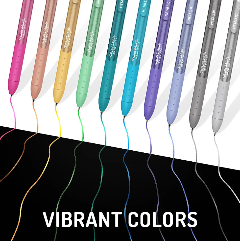 Paper Mate InkJoy Gel Pens, Metallic Pens, Retractable, Medium Point (0.8mm) Assorted Colors, 3 Count
