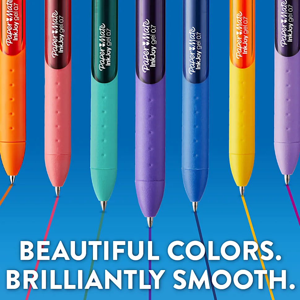Paper Mate® InkJoy® Retractable Gel Pens, Fine Point, 0.5 mm, Black Barrel, Black Ink, Pack Of 10