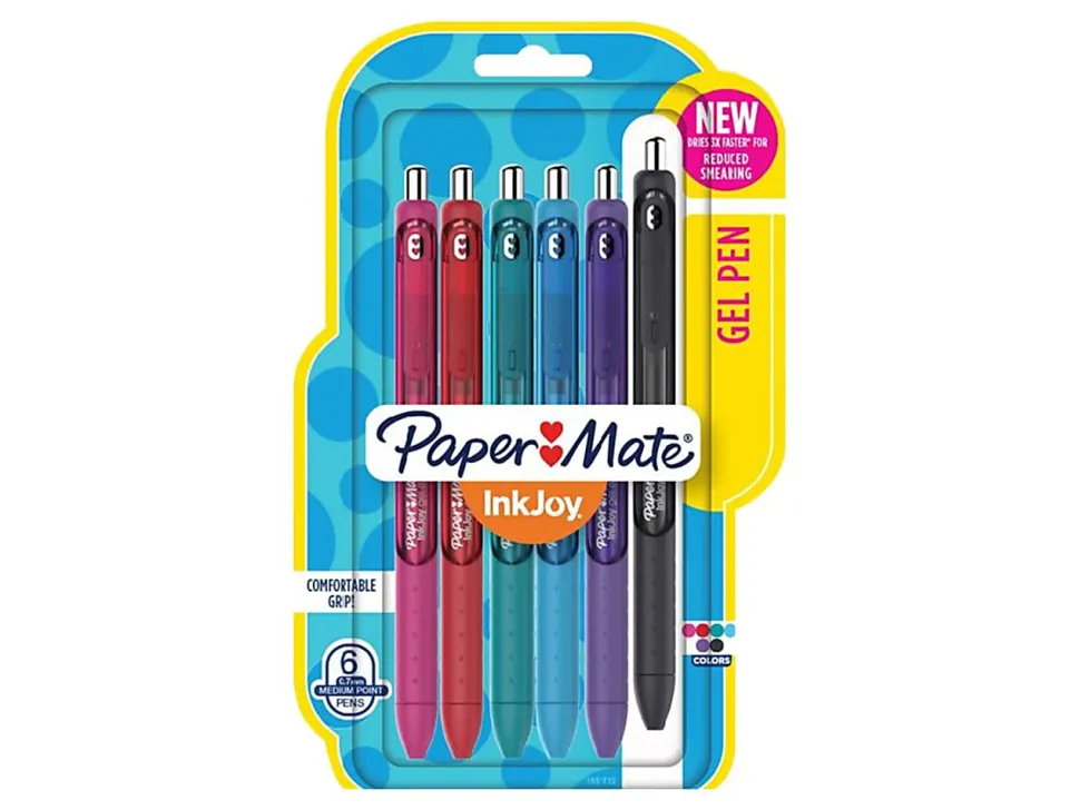 Paper Mate® InkJoy™ Retractable Gel Pens, Medium Point, 0.7 mm, Assorted Barrel Colors, Assorted Ink Colors, Pack Of 6