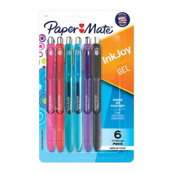 Paper Mate® InkJoy™ Retractable Gel Pens, Medium Point, 0.7 mm, Assorted Barrel Colors, Assorted Ink Colors, Pack Of 6
