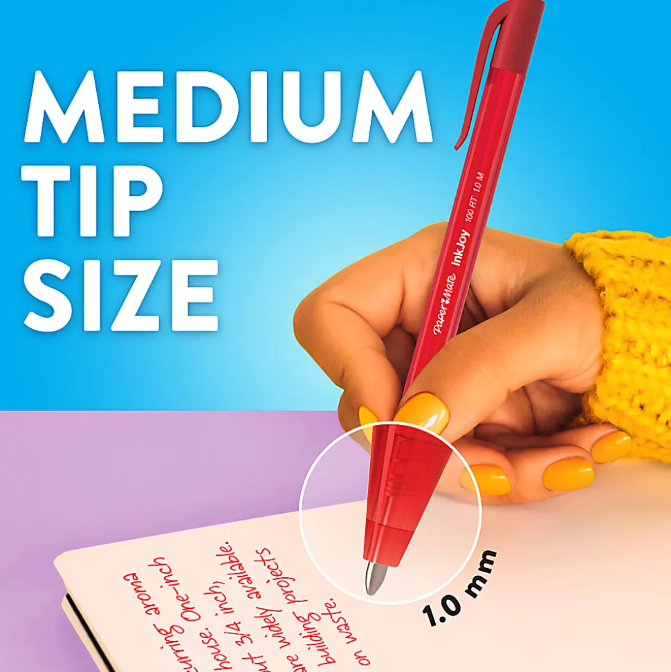 Paper Mate® InkJoy 100 RT Pens, Medium Point, 1.0 mm, Translucent Black Barrels, Black Ink, Pack Of 12