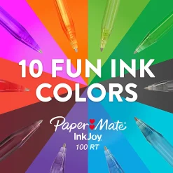 Paper Mate® InkJoy 100 RT Pens, Medium Point, 1.0 mm, Translucent Black Barrels, Black Ink, Pack Of 12