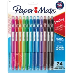 Paper Mate® InkJoy™ 300 RT Retractable Pens, Medium Point, 1.0 mm, Clear Barrels, Assorted Ink Colors, Pack Of 24