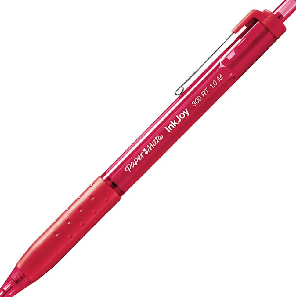 Paper Mate® InkJoy™ 300 RT Retractable Pens, Medium Point, 1.0 mm, Clear Barrels, Assorted Ink Colors, Pack Of 24
