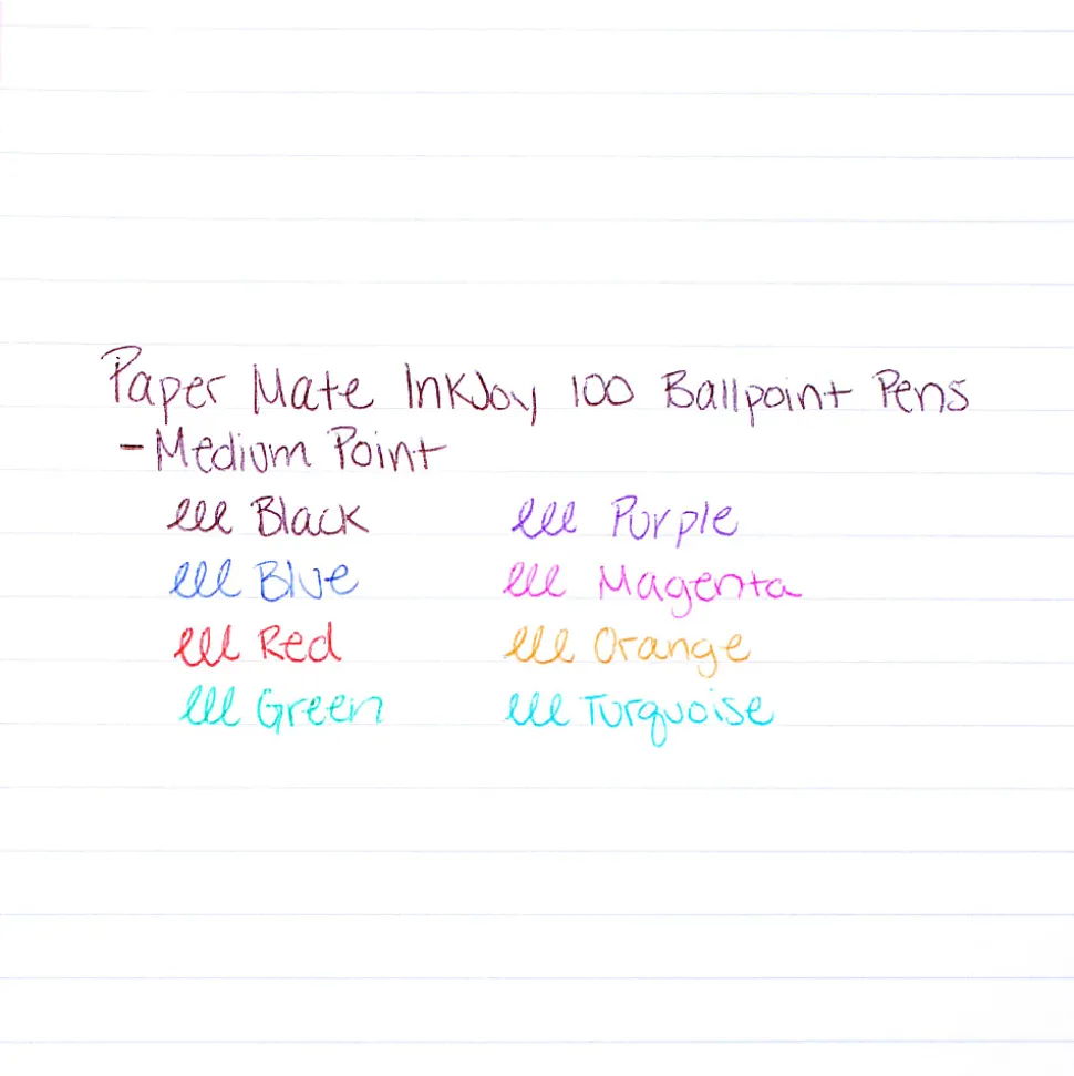 Paper Mate® InkJoy 100 Stick Pens, Medium Point, 1.0 mm, Translucent Blue Barrels, Blue Ink, Pack Of 12 Pens