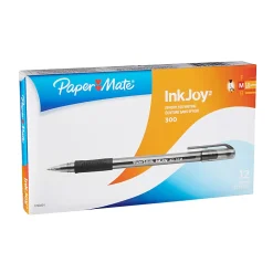 Paper Mate® InkJoy™ 300 Stick Pens, Medium Point, 1.0 mm, Translucent Barrels, Black Ink, Pack Of 12 Pens