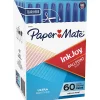 Paper Mate® InkJoy 50ST Stick Ballpoint Pens, Medium Point, 1.0 mm, Clear Barrels, Blue Ink, Box of 60