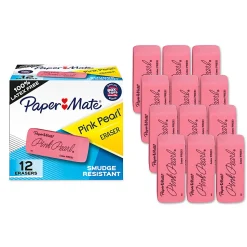 Paper Mate® Pink Pearl® Erasers, Large, Box Of 12