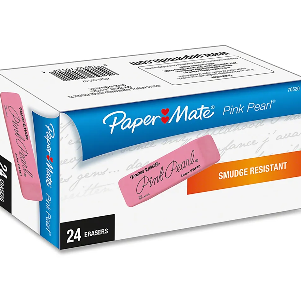 Paper Mate® Pink Pearl Erasers, Medium, Box Of 24