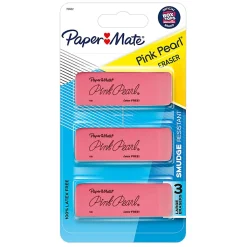 Paper Mate® Pink Pearl® Erasers, Medium, Pack Of 3