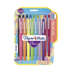 Paper Mate® Porous-Point Pens, Medium Point, 0.7 mm, Assorted Barrels, Assorted Ink Colors, Pack Of 16