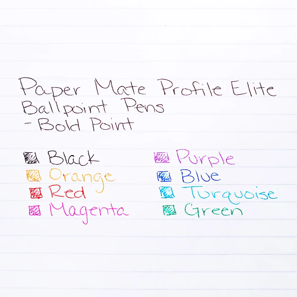 Paper Mate® Profile® Elite Retractable Ballpoint Pens, Bold Point, 1.4 mm, Blue Barrel, Blue Ink, Pack Of 12