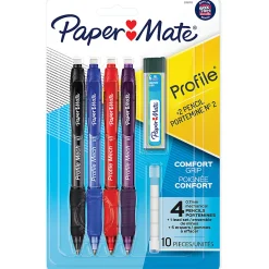 Paper Mate Profile Mechanical Pencils, 0.7 mm, HB #2 Lead, Assorted Barrel Colors, Pack Of 4 Pencils