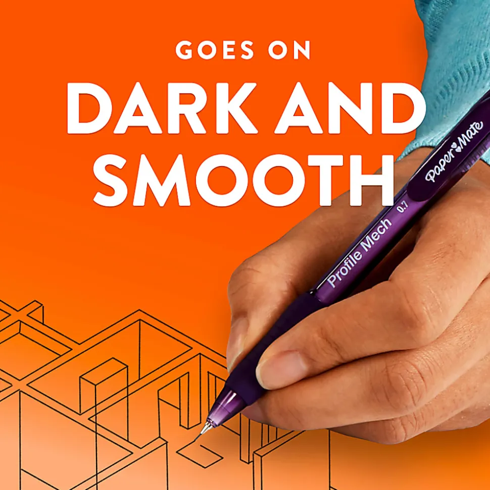 Paper Mate Profile Mechanical Pencils, 0.7 mm, HB #2 Lead, Assorted Barrel Colors, Pack Of 4 Pencils