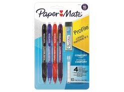 Paper Mate Profile Mechanical Pencils, 0.7 mm, HB #2 Lead, Assorted Barrel Colors, Pack Of 4 Pencils