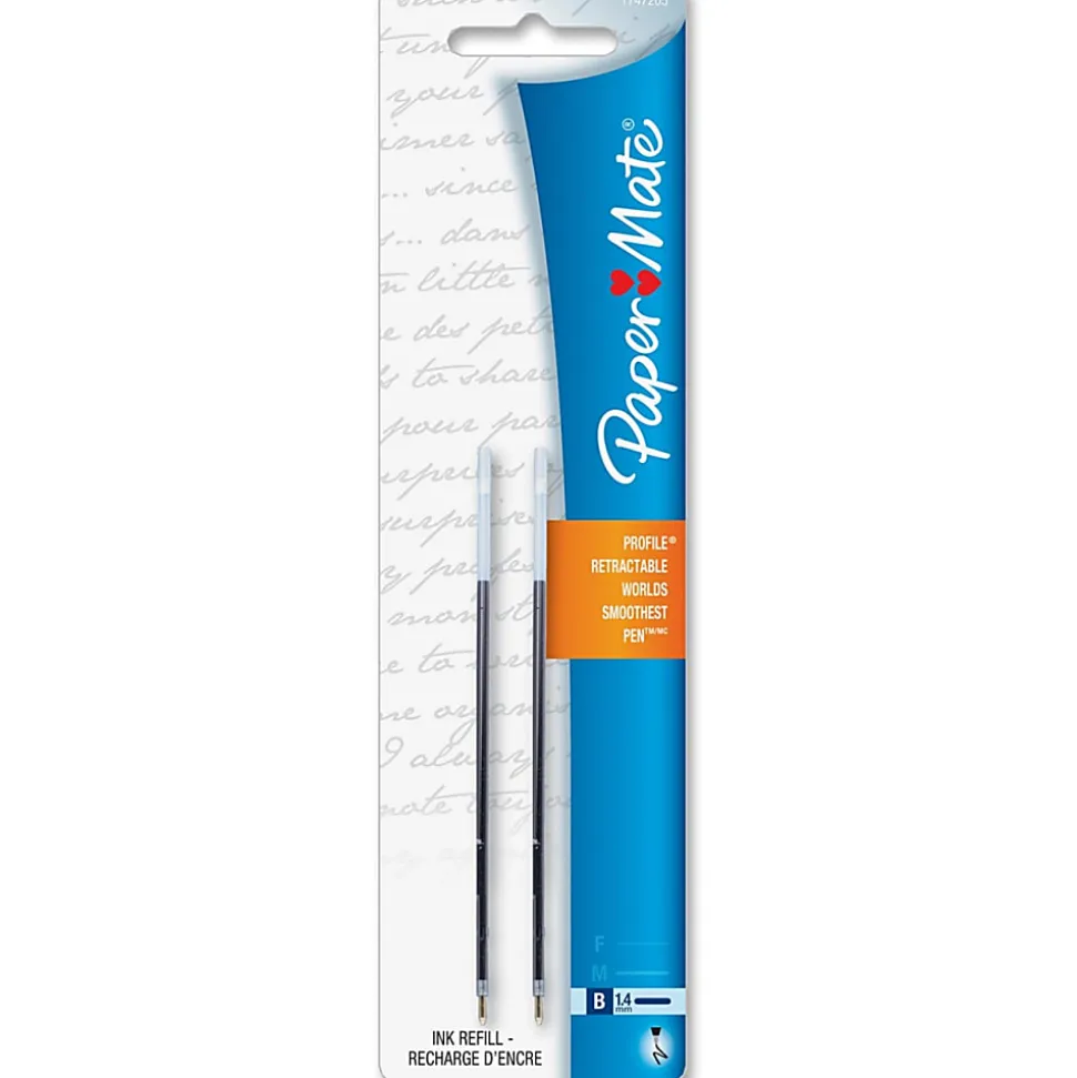 Paper Mate® Profile Retractable Ballpoint Pen Refills, Black, Pack Of 2 Refills