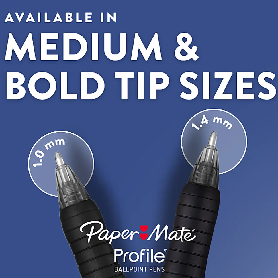 Paper Mate® Profile™ Retractable Ballpoint Pens, Bold Point, 1.4 mm, Translucent Purple Barrel, Purple Ink, Pack Of 12