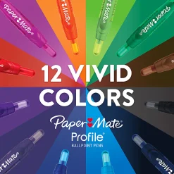 Paper Mate® Profile™ Retractable Ballpoint Pens, Bold Point, 1.4 mm, Translucent Purple Barrel, Purple Ink, Pack Of 12