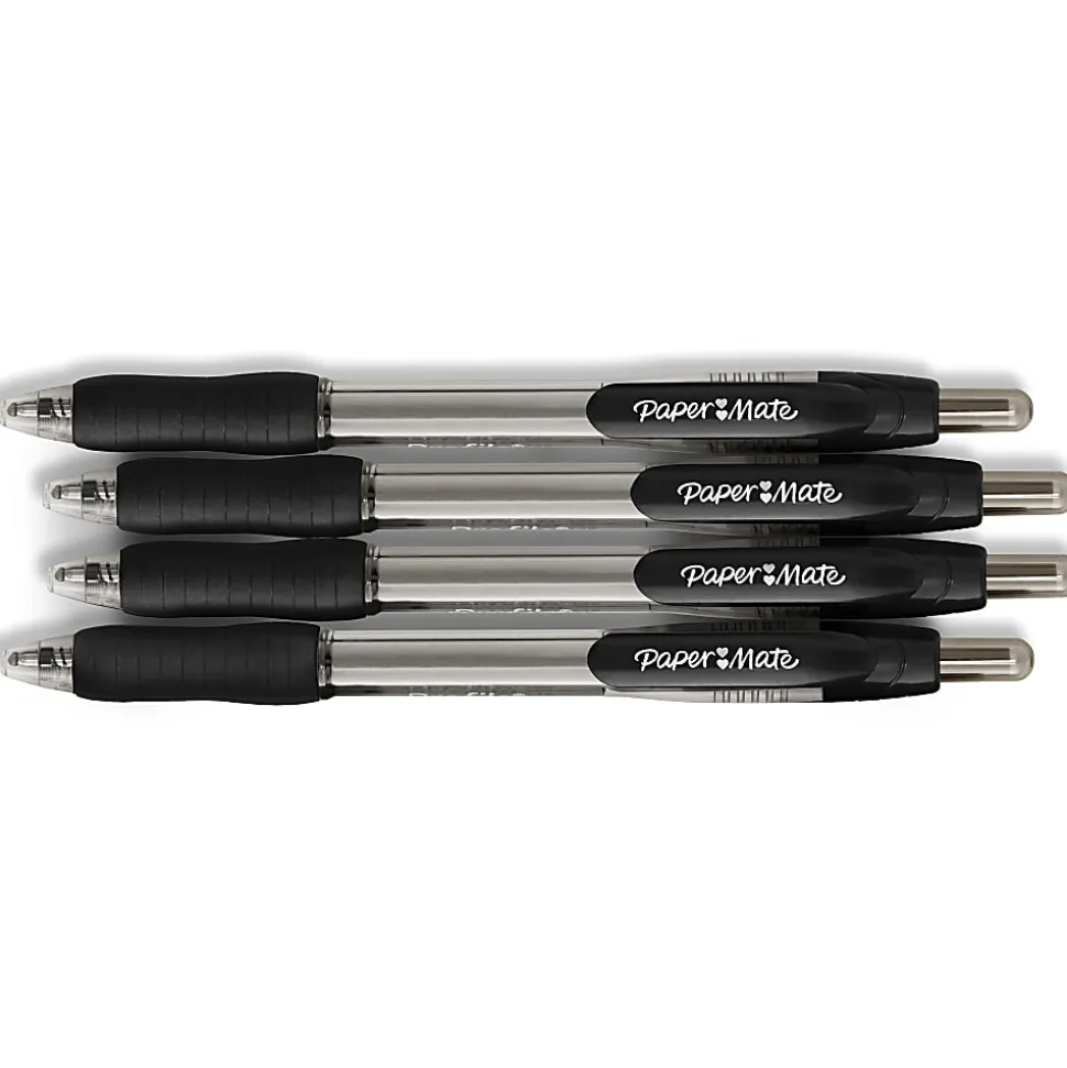 Paper Mate® Profile™ Retractable Ballpoint Pens, Bold Point, 1.4 mm, Translucent Barrel, Black Ink, Pack Of 4 Pens