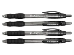 Paper Mate® Profile™ Retractable Ballpoint Pens, Bold Point, 1.4 mm, Translucent Barrel, Black Ink, Pack Of 4 Pens